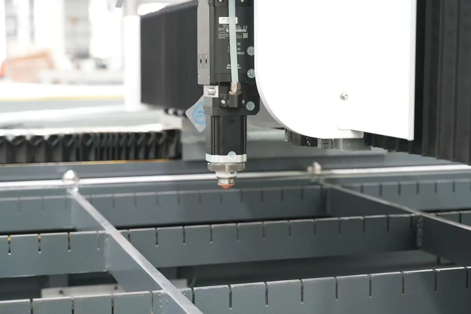 YRS Industrial laser cutting machine close up and production details
