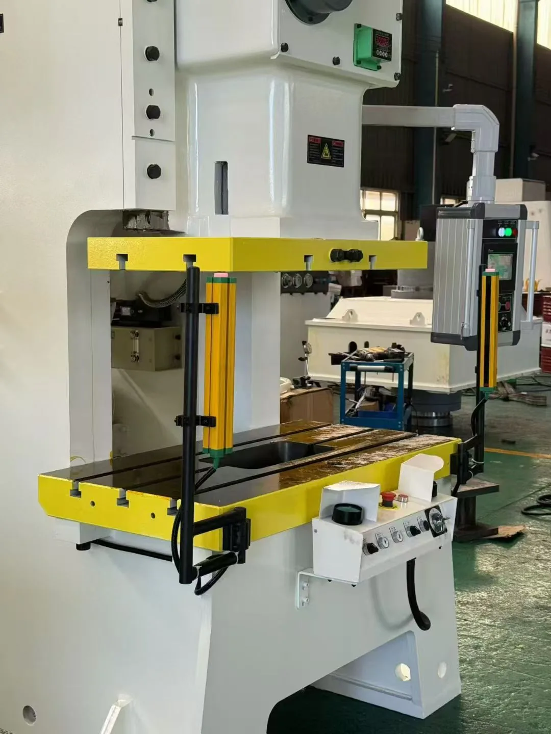 Pneumatic punching machine operation buttons and emergency stop