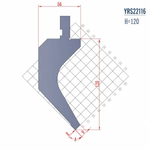 YRS22116 H120 European press brake gooseneck punch technical drawing for CNC sheet metal bending