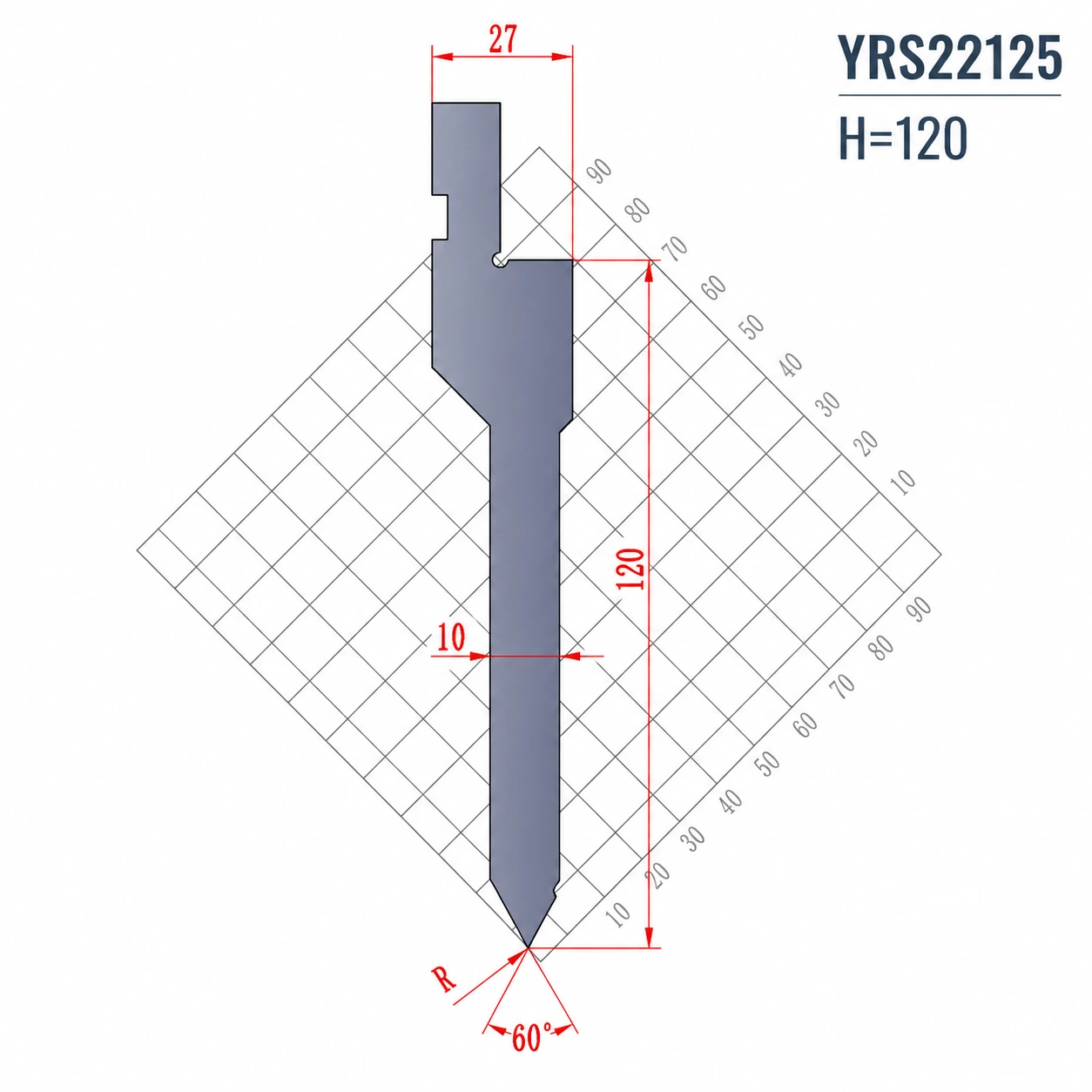 YRS22125.H=120 A=60° European Press Brake Punches