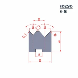 YRS22205 H46 V16 V25 European press brake die technical drawing for CNC sheet metal bending