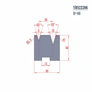 YRS22206 H46 V6 V10 30 degree European press brake die technical drawing for CNC sheet metal bending