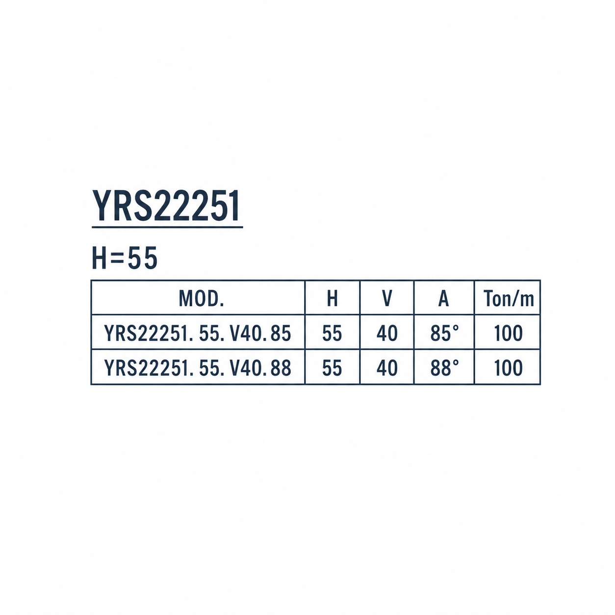 YRS22251 European press brake die specifications and sectional lengths