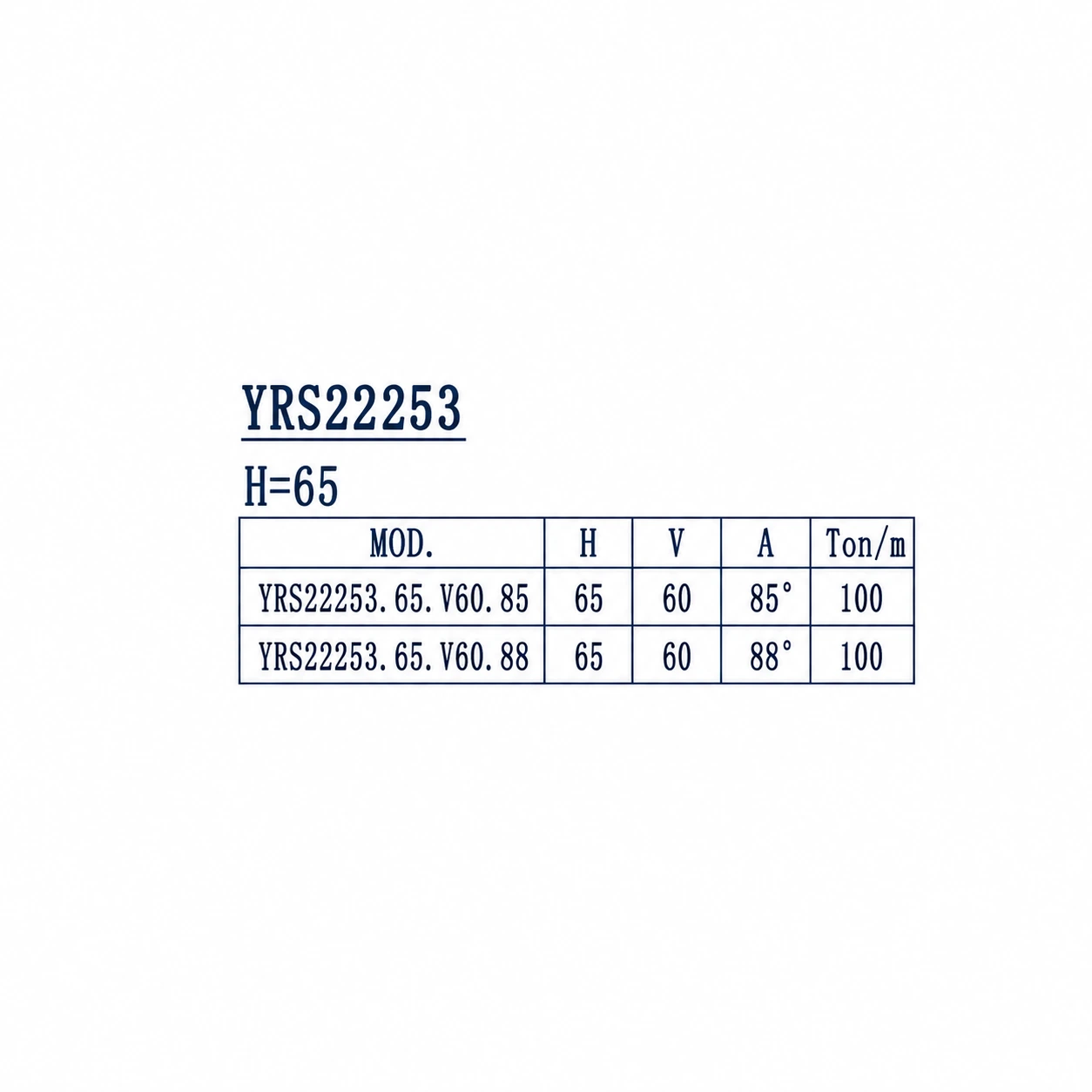 YRS22253 European press brake die specifications and sectional lengths