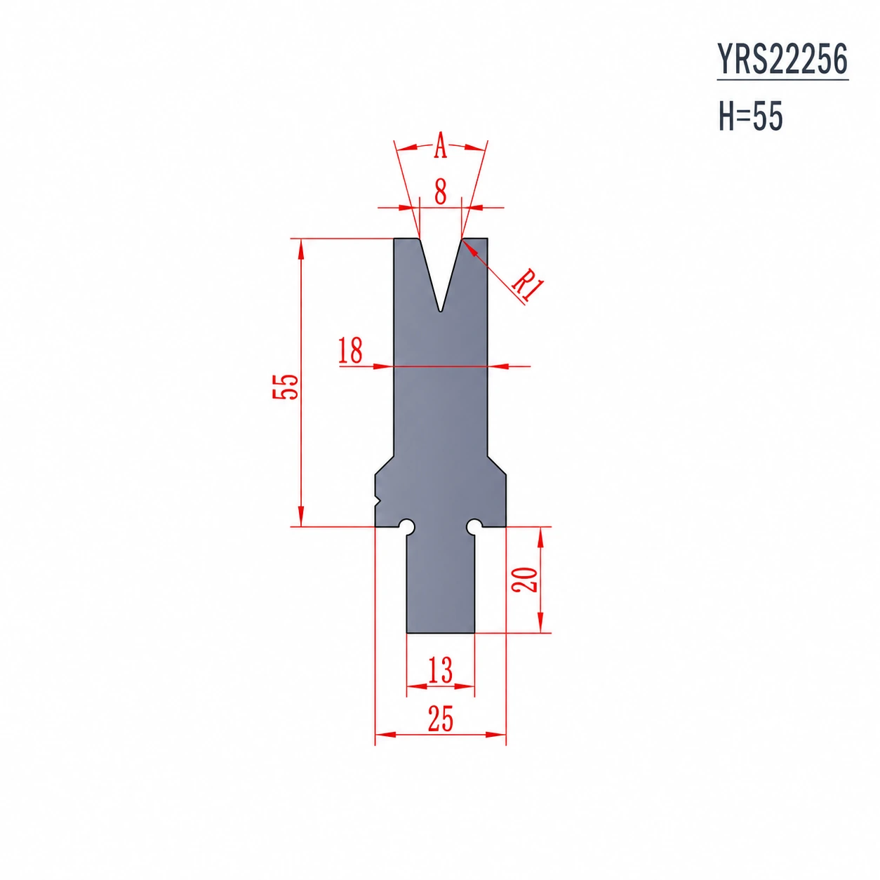YRS22256.H=55 V8 A=30°,28° European Press Brake Dies