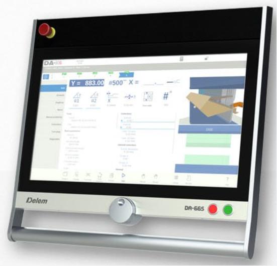 Delem DA-66S CNC press brake controller touchscreen interface for metal bending machine