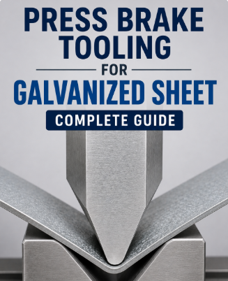 Press brake tooling for galvanized sheet showing a punch and V-die bending coated galvanized steel.