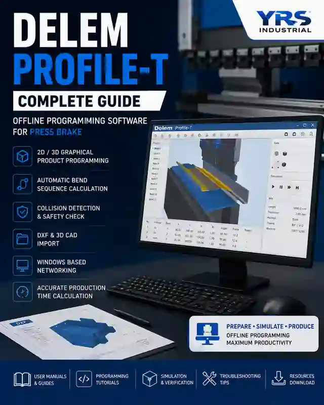 Delem Profile-T offline programming software for CNC press brake with bend sequencing, simulation, DXF import and CAD programming